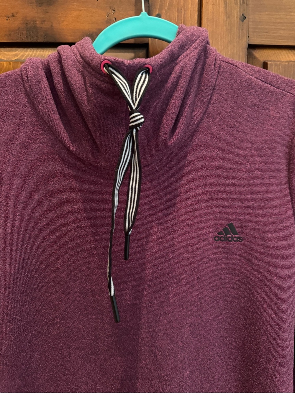 Adidas Ladies XL Heather Magenta Oversized Fleece Hoodie w/Kangaroo Zip Pockets. - Picture 2 of 15